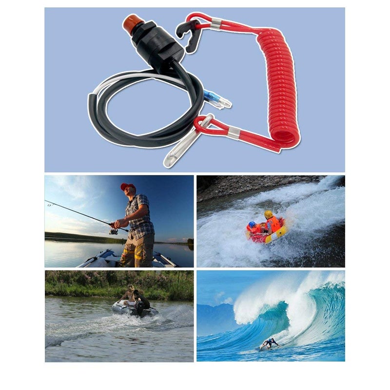 ZOOKOTO Universal Boat Outboard Engine Motor Lanyard Kill Urgent Stop Switch & 2 pcs Safety Tether Lanyard for Yamaha/Tohatsu/Honda Outboard Motors ATV Boat Bike - Image 5